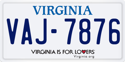 VA license plate VAJ7876