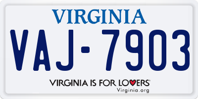 VA license plate VAJ7903