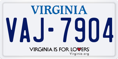 VA license plate VAJ7904