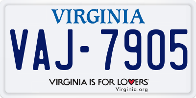 VA license plate VAJ7905