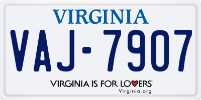 VA license plate VAJ7907