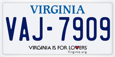 VA license plate VAJ7909
