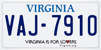 VA license plate VAJ7910