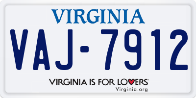 VA license plate VAJ7912