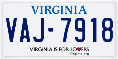 VA license plate VAJ7918