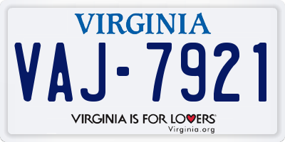 VA license plate VAJ7921