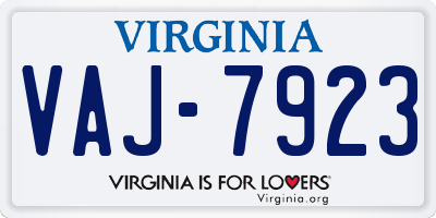 VA license plate VAJ7923