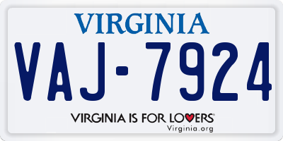 VA license plate VAJ7924