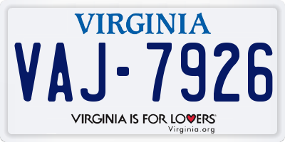 VA license plate VAJ7926