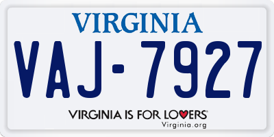 VA license plate VAJ7927