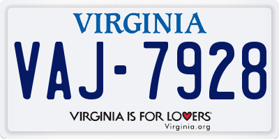 VA license plate VAJ7928