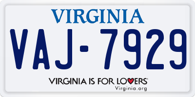 VA license plate VAJ7929
