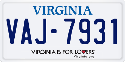 VA license plate VAJ7931
