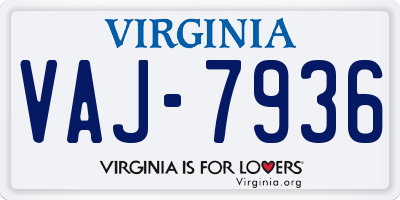 VA license plate VAJ7936
