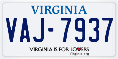 VA license plate VAJ7937