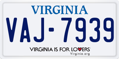 VA license plate VAJ7939