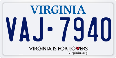 VA license plate VAJ7940