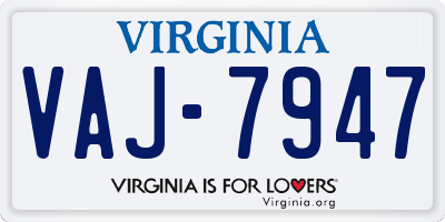 VA license plate VAJ7947