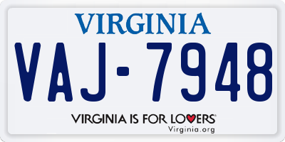 VA license plate VAJ7948