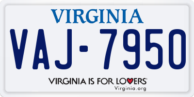 VA license plate VAJ7950