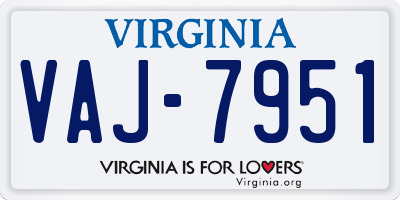 VA license plate VAJ7951
