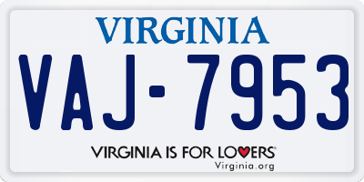 VA license plate VAJ7953