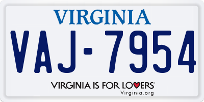 VA license plate VAJ7954