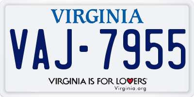 VA license plate VAJ7955