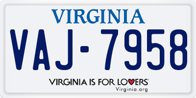 VA license plate VAJ7958