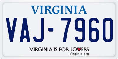 VA license plate VAJ7960
