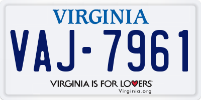 VA license plate VAJ7961