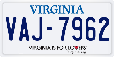 VA license plate VAJ7962