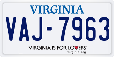 VA license plate VAJ7963