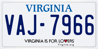 VA license plate VAJ7966