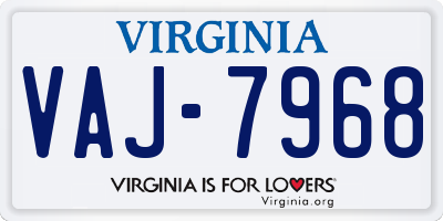 VA license plate VAJ7968