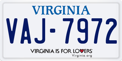 VA license plate VAJ7972