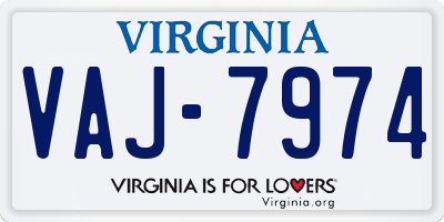 VA license plate VAJ7974