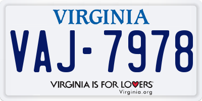 VA license plate VAJ7978