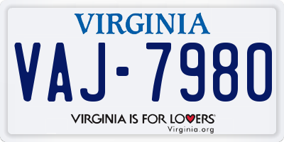 VA license plate VAJ7980