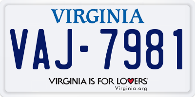 VA license plate VAJ7981