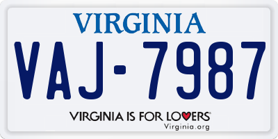 VA license plate VAJ7987