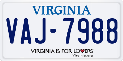 VA license plate VAJ7988
