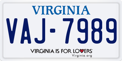 VA license plate VAJ7989