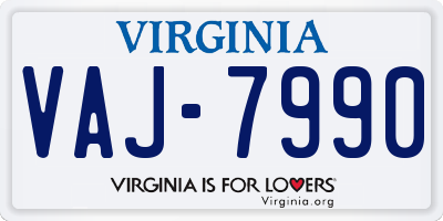 VA license plate VAJ7990