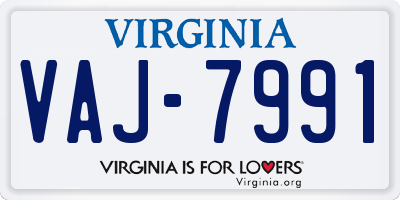 VA license plate VAJ7991