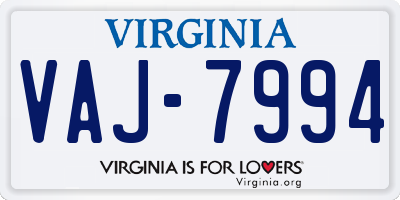 VA license plate VAJ7994