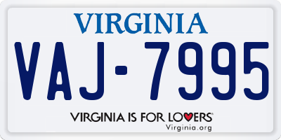 VA license plate VAJ7995