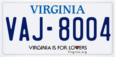 VA license plate VAJ8004