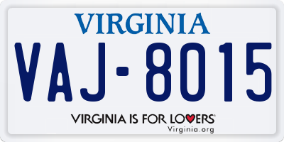 VA license plate VAJ8015