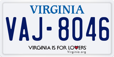 VA license plate VAJ8046